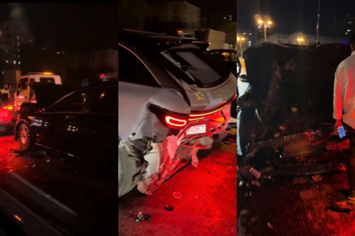 В Баку автомобиль стоимостью в полмиллиона манатов совершил аварию - ФОТО/ВИДЕО